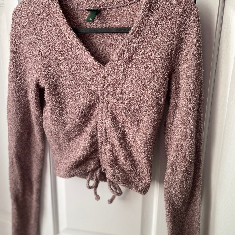 Burgundy sherpa cinched sweater (brand new)